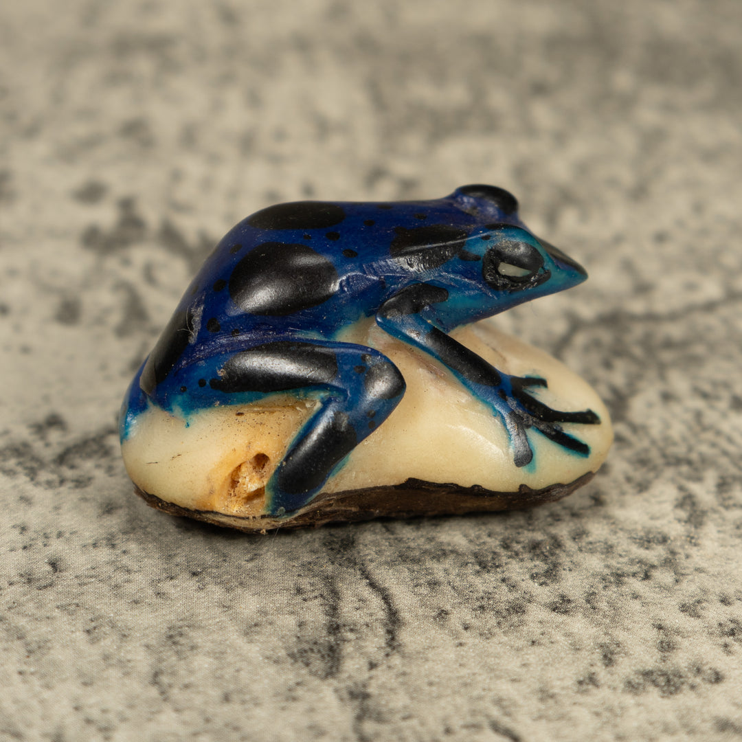 Vintage Blue Poison Dart Frog Tagua Carving