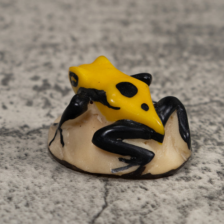 Vintage Black And Yellow Frog Tagua Carving