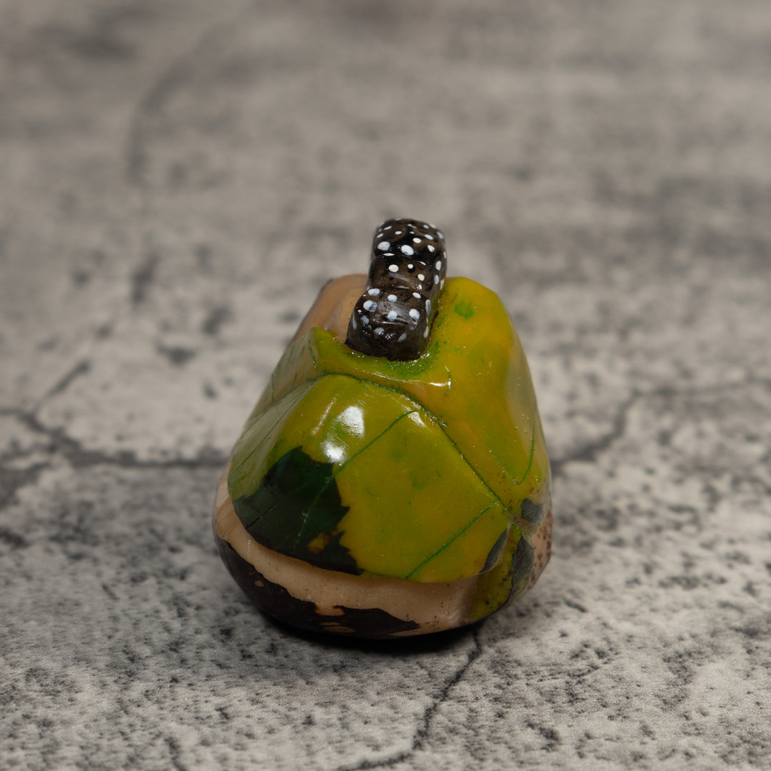 Black White And Green Caterpillar Tagua Carving