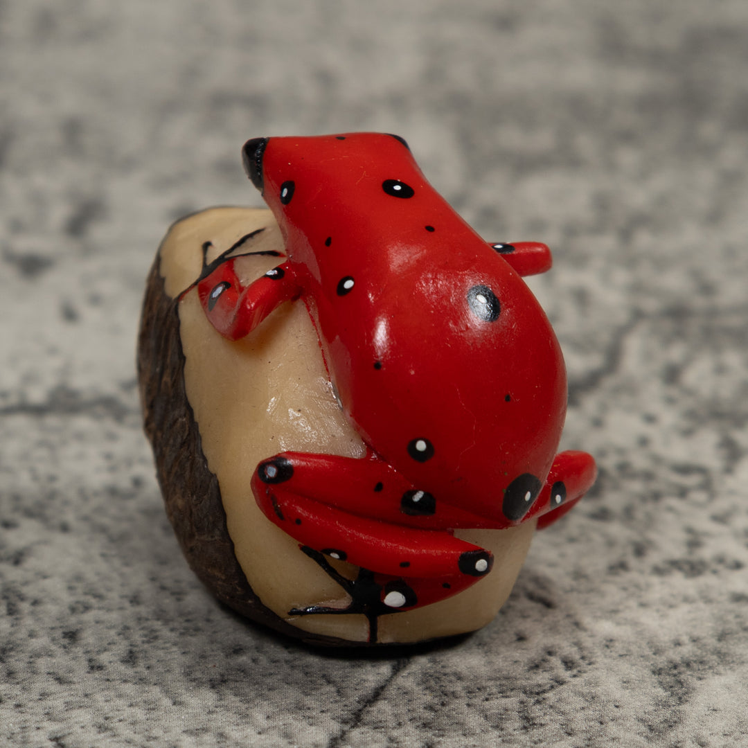Vintage Red Poison Dart Frog Tagua Carving