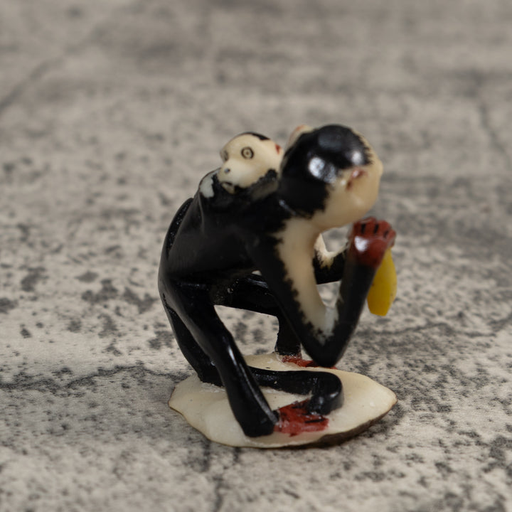 White Face Monkey With Infant Tagua Carving