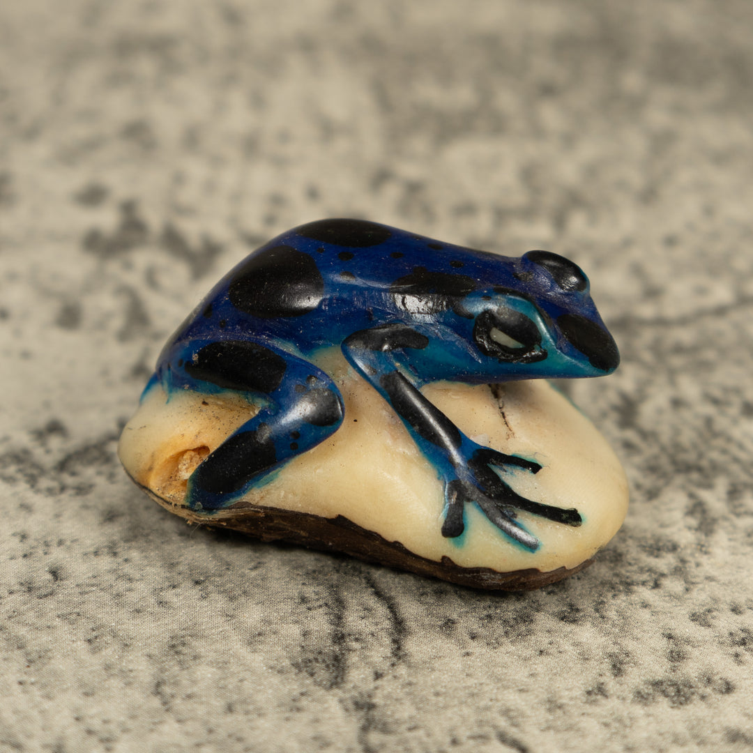 Vintage Blue Poison Dart Frog Tagua Carving