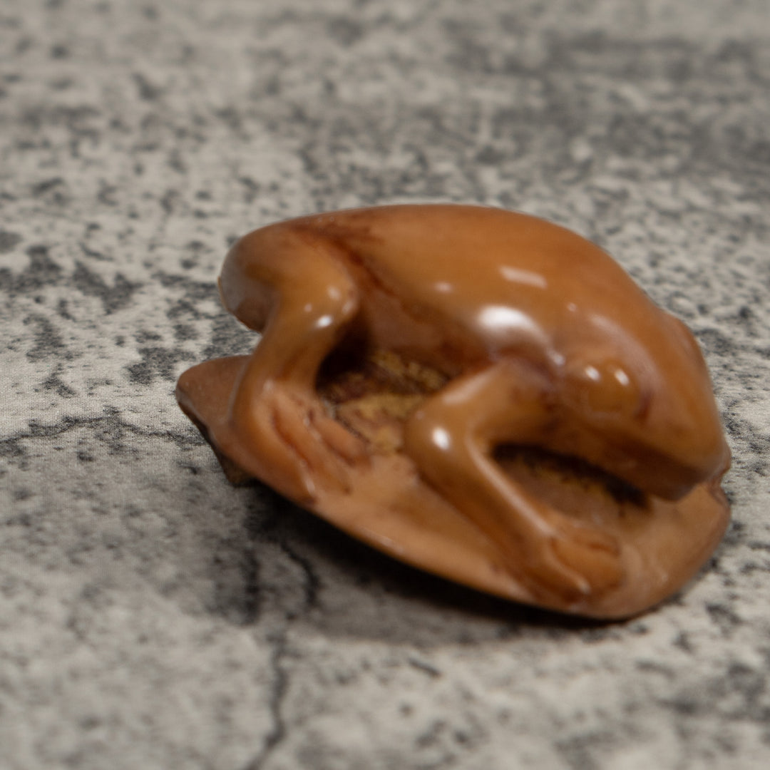 Vintage Brown Frog Tagua Carving