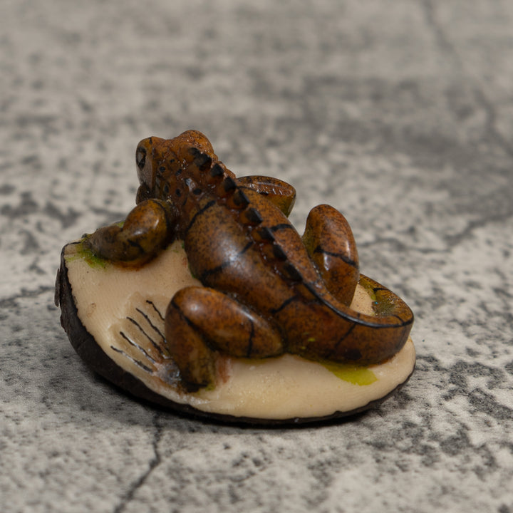 Brown And Black Iguana Lizard Tagua Carving