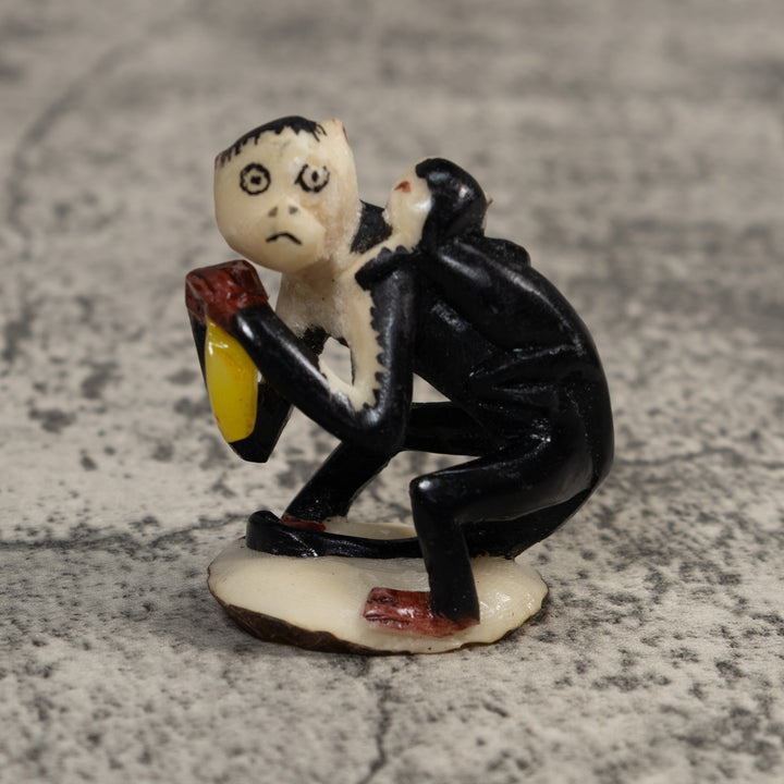 White Face Monkey With Infant Tagua Carving