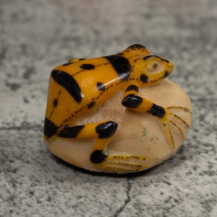Vintage Golden Frog Tagua Carving