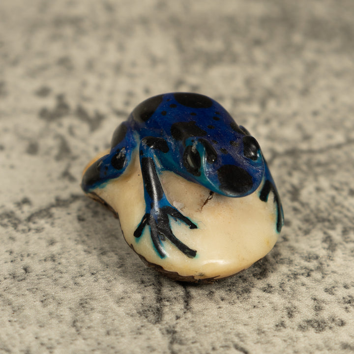 Vintage Blue Poison Dart Frog Tagua Carving