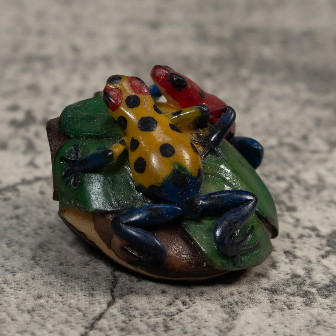 Double Blue Red And Yellow Poison Dart Frog Tagua Carving