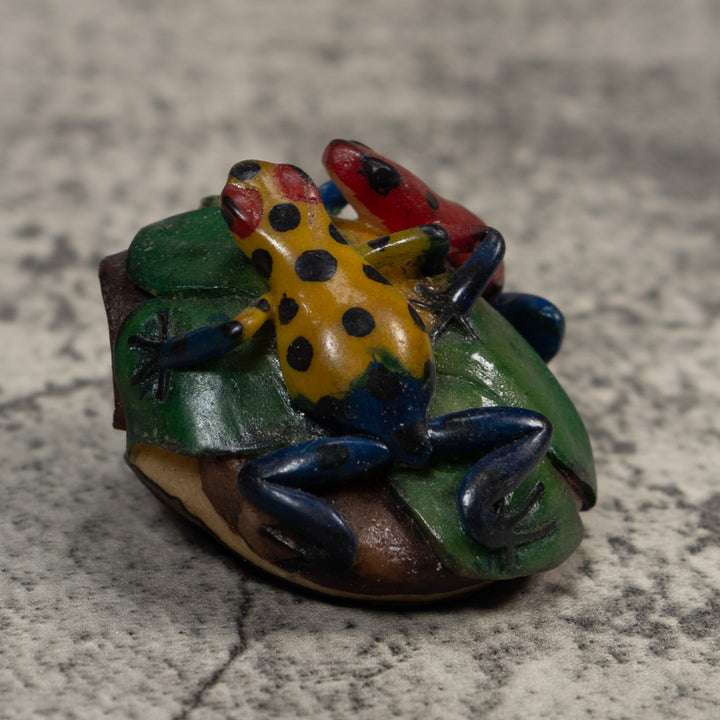 Double Blue Red And Yellow Poison Dart Frog Tagua Carving