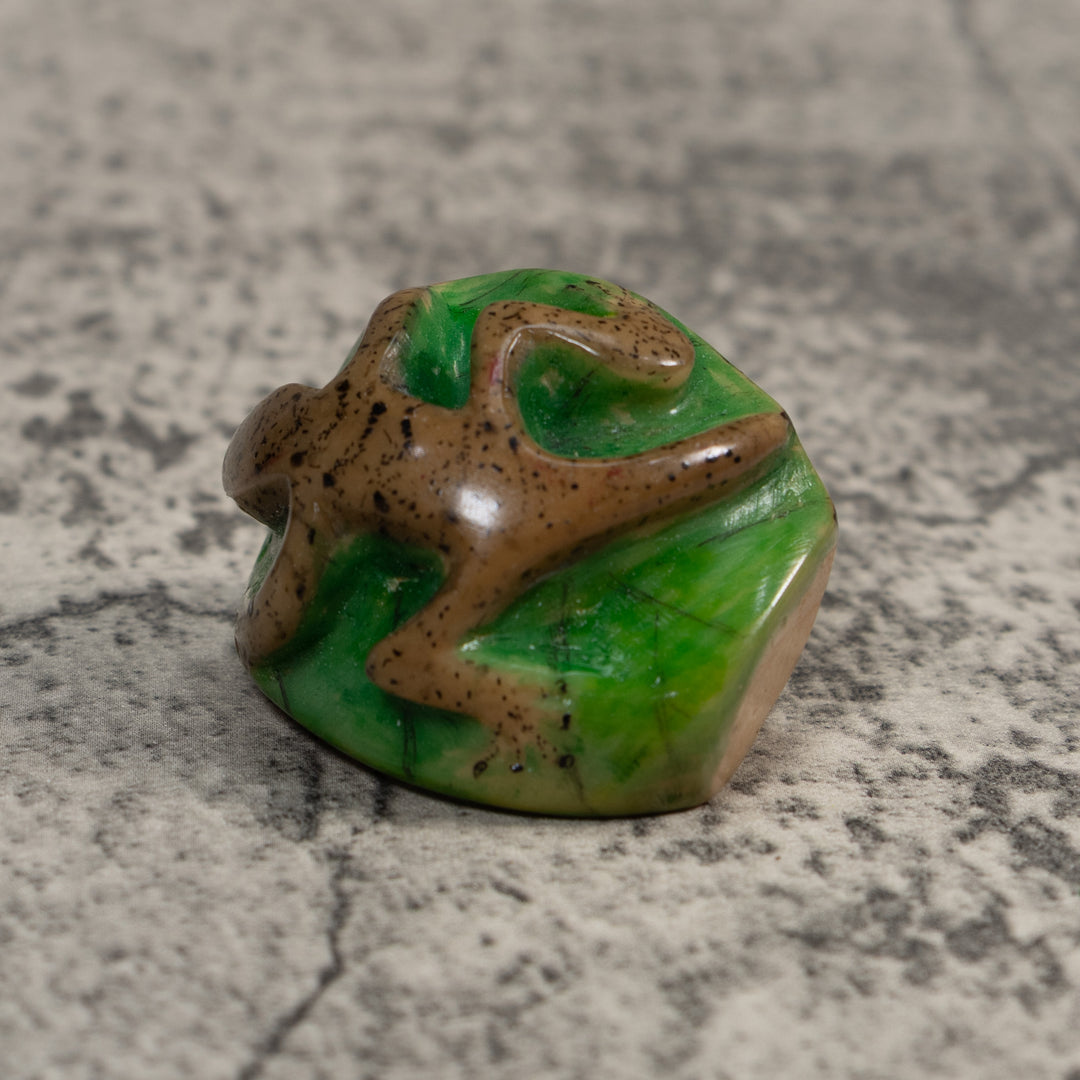 Vintage Gecko Scarf Ring Tagua Carving