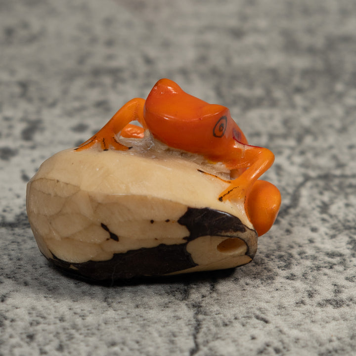 Orange Poison Dart Frog Tagua Carving