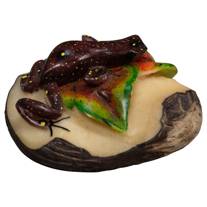 Brown And Yellow Poison Dart Frog Tagua Carving