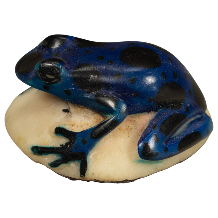 Vintage Blue Poison Dart Frog Tagua Carving