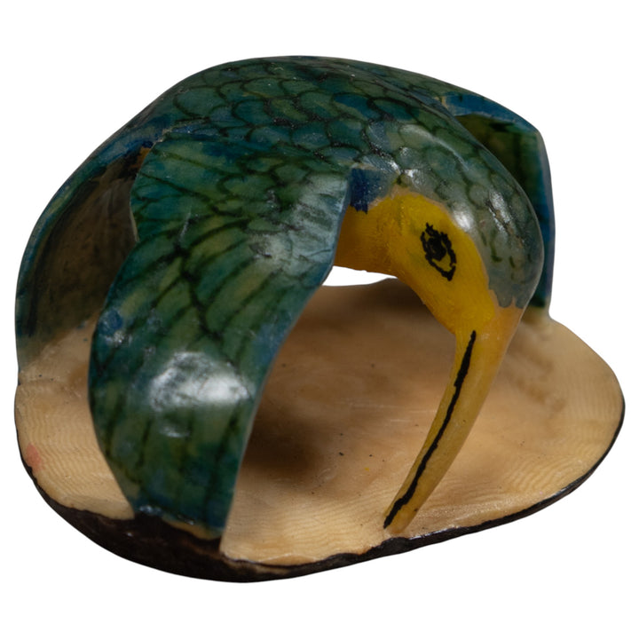 Vintage Black And Green Hummingbird Tagua Carving