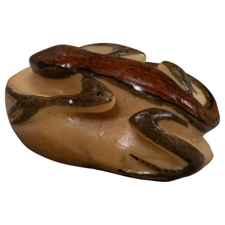 Vintage Brown And Black Frog Tagua Carving