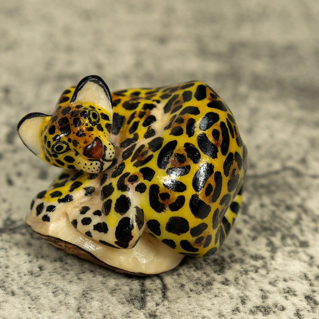 Jaguar Cat Tagua Carving