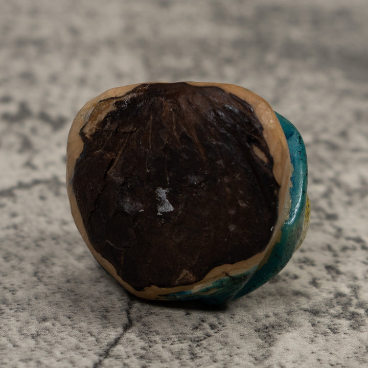 Vintage Green And Yellow Frog Tagua Carving