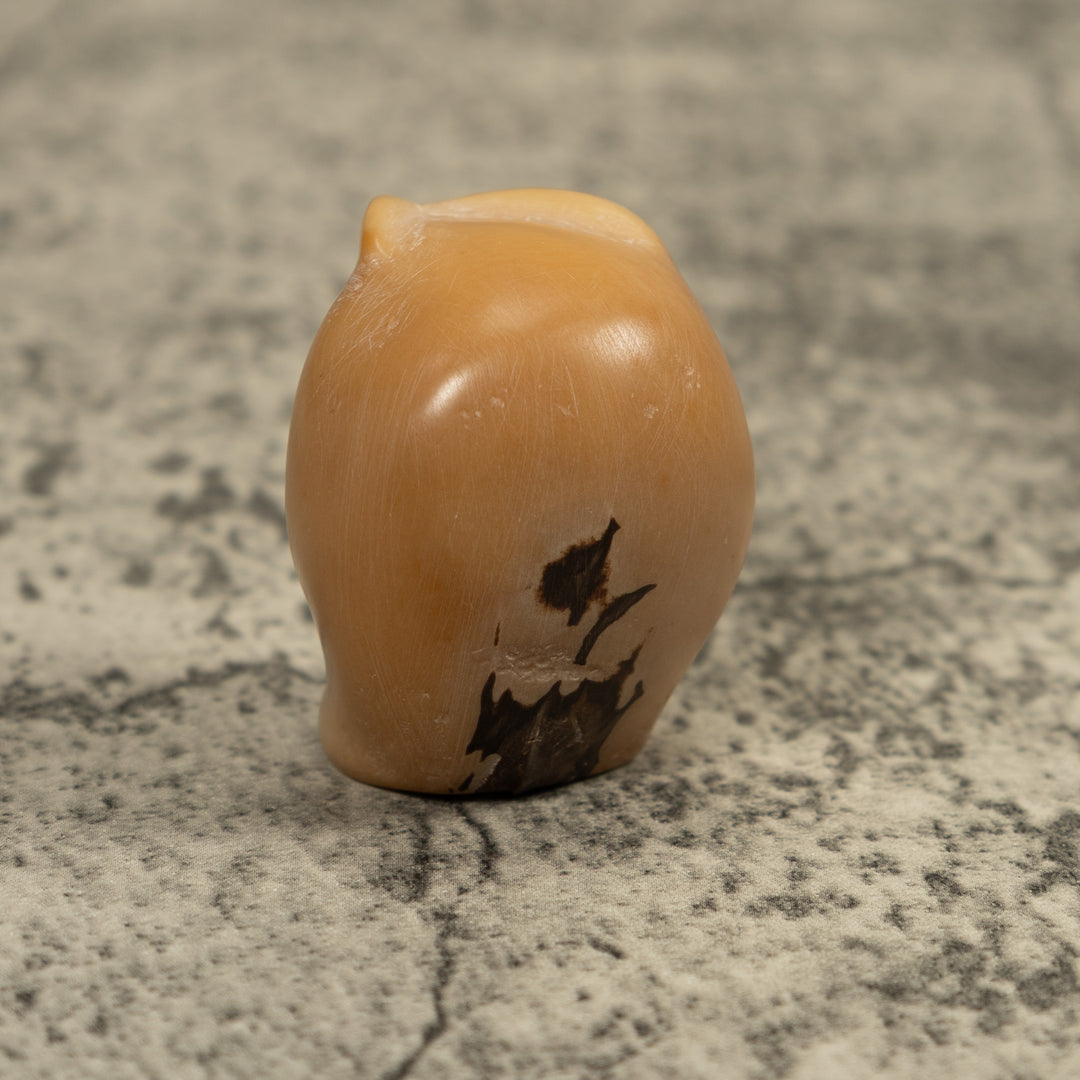 Vintage Natural White Owl Bird Tagua Carving