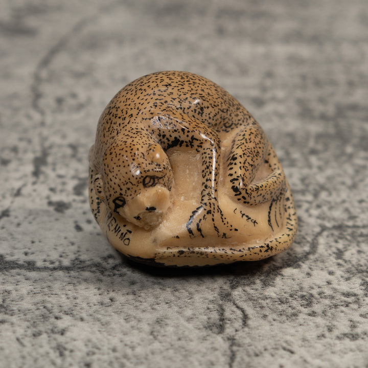 Vintage Black And White Monkey Tagua Carving