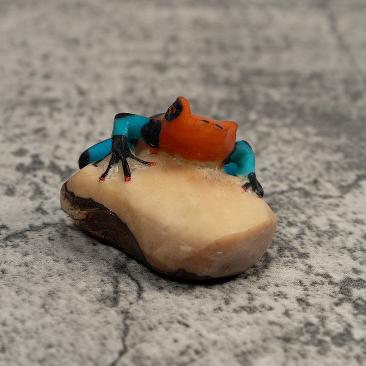 Red Blue And Black Poison Dart Frog Tagua Carving