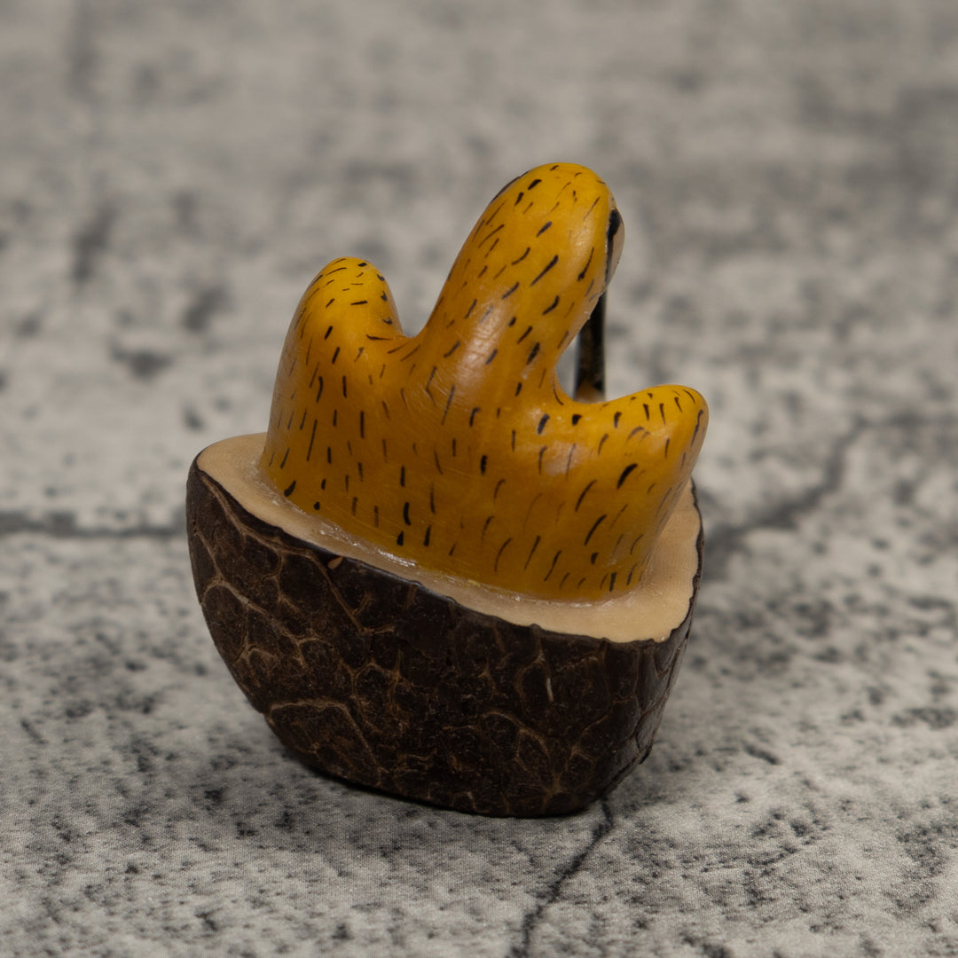 Vintage Black And Yellow Hummingbird Tagua Carving