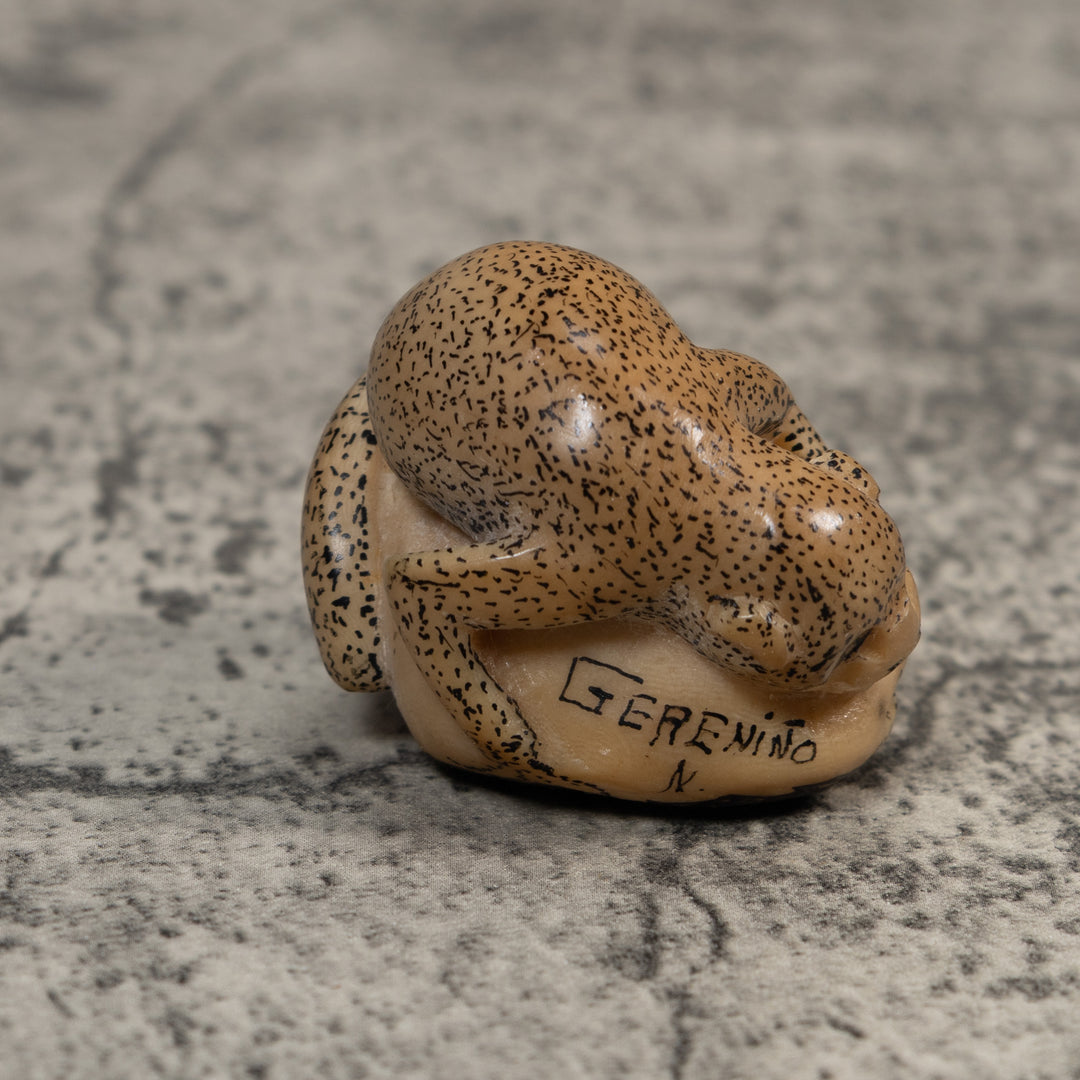 Vintage Black And White Monkey Tagua Carving