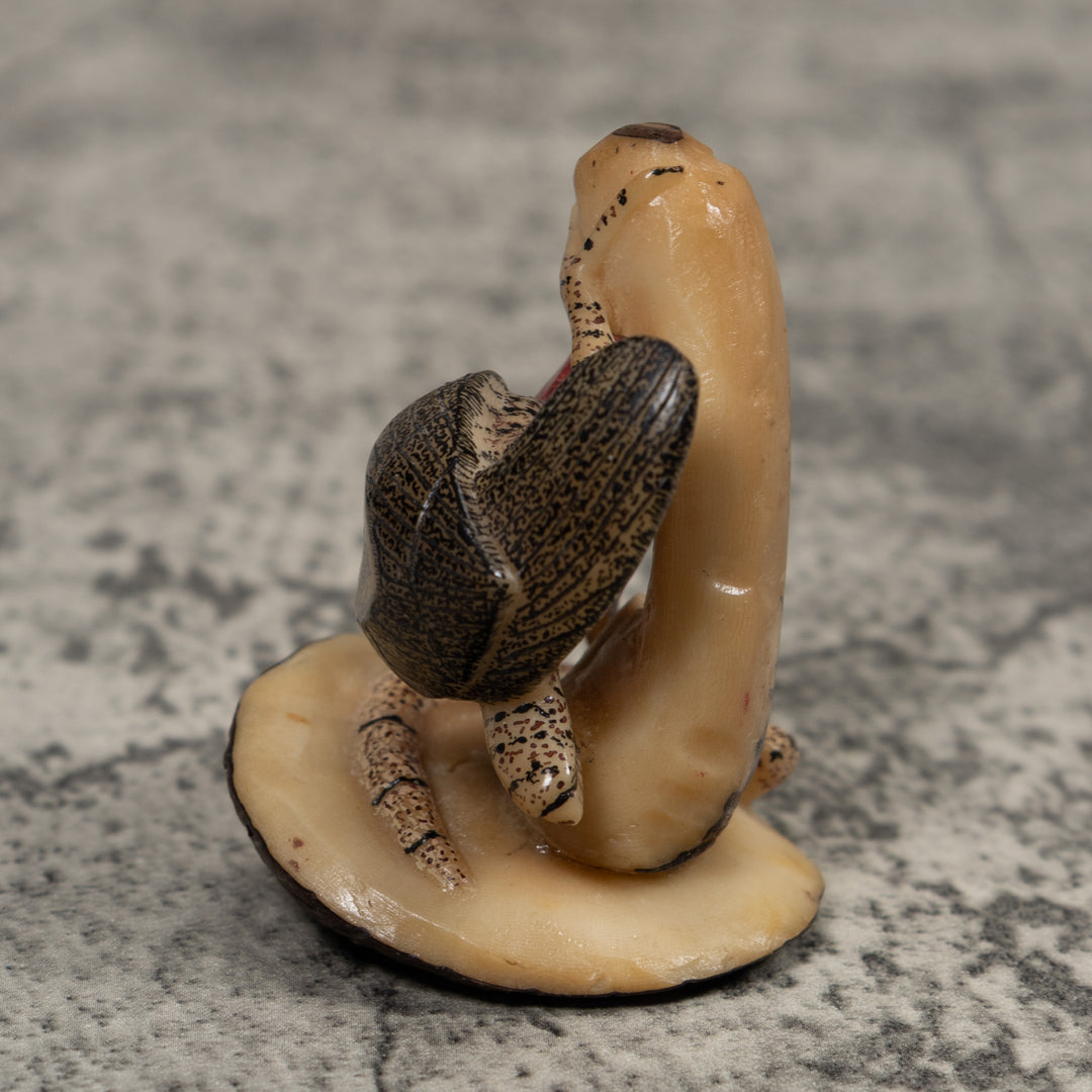 Woodpecker Bird And Caterpillar Tagua Carving