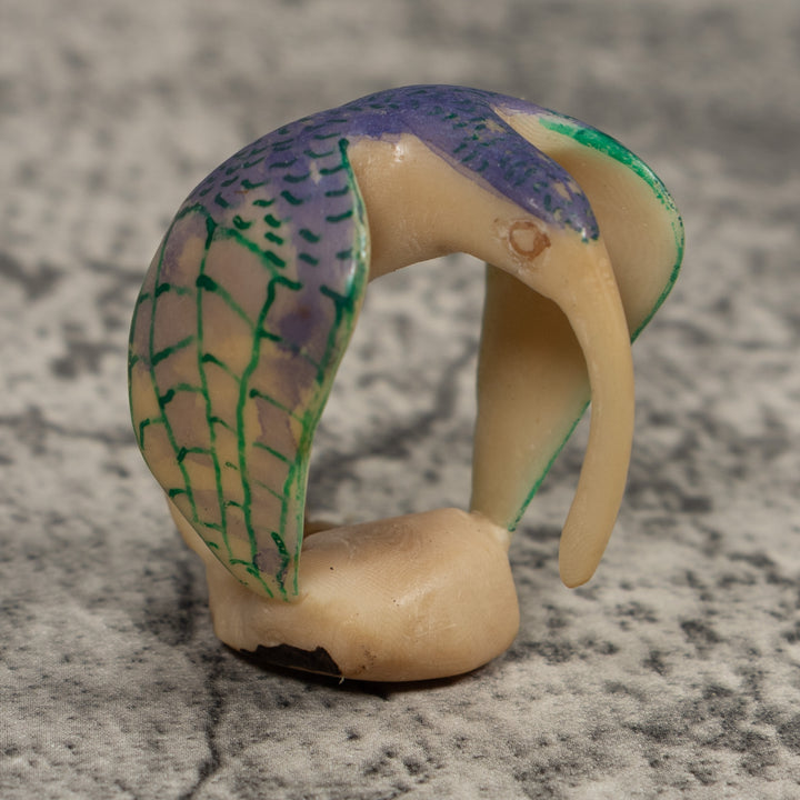 Vintage Blue And Green Hummingbird Tagua Carving