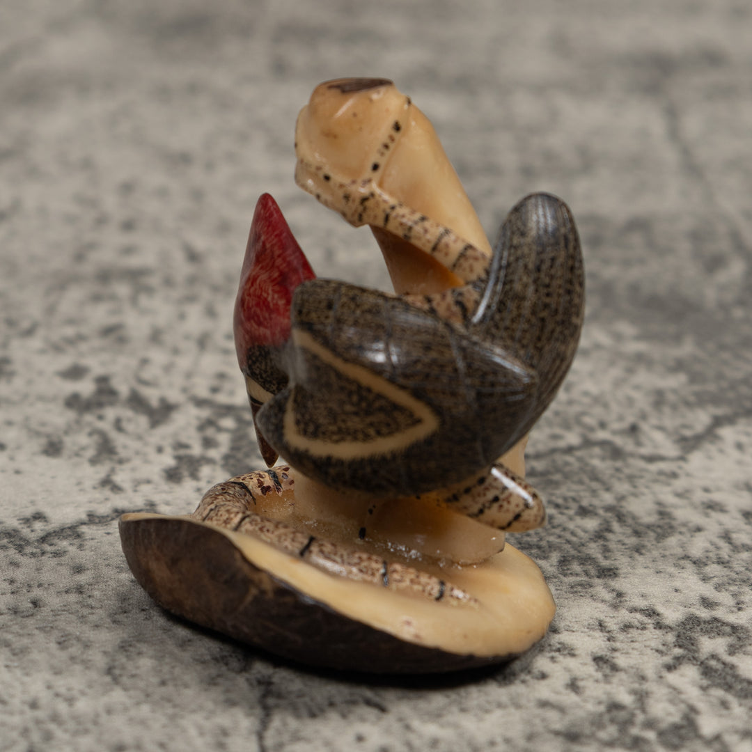 Woodpecker Bird And Caterpillar Tagua Carving