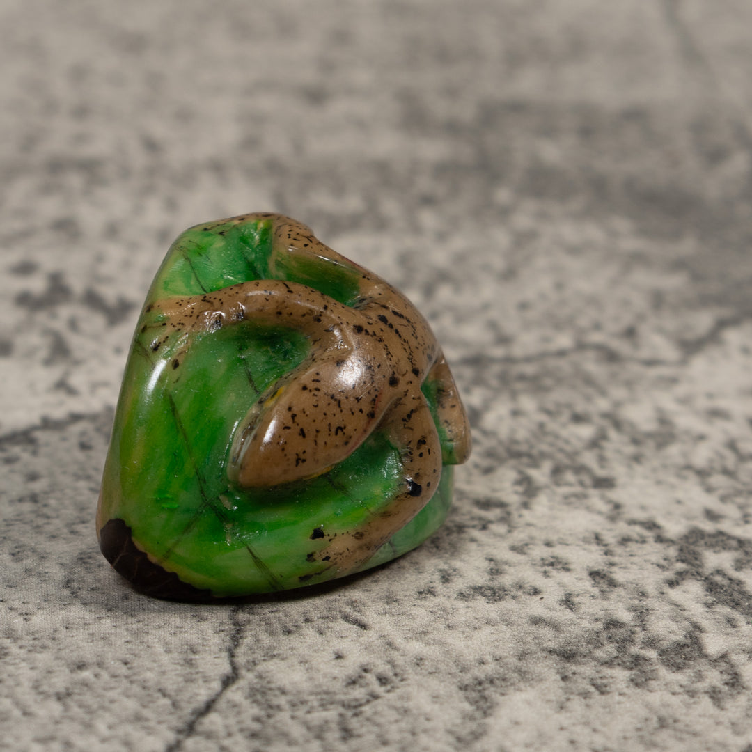 Vintage Gecko Scarf Ring Tagua Carving