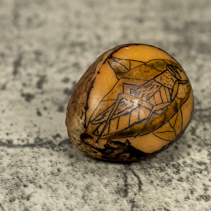 Vintage Grabado (Etched) Grasshopper Tagua Carving