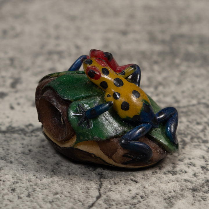 Double Blue Red And Yellow Poison Dart Frog Tagua Carving
