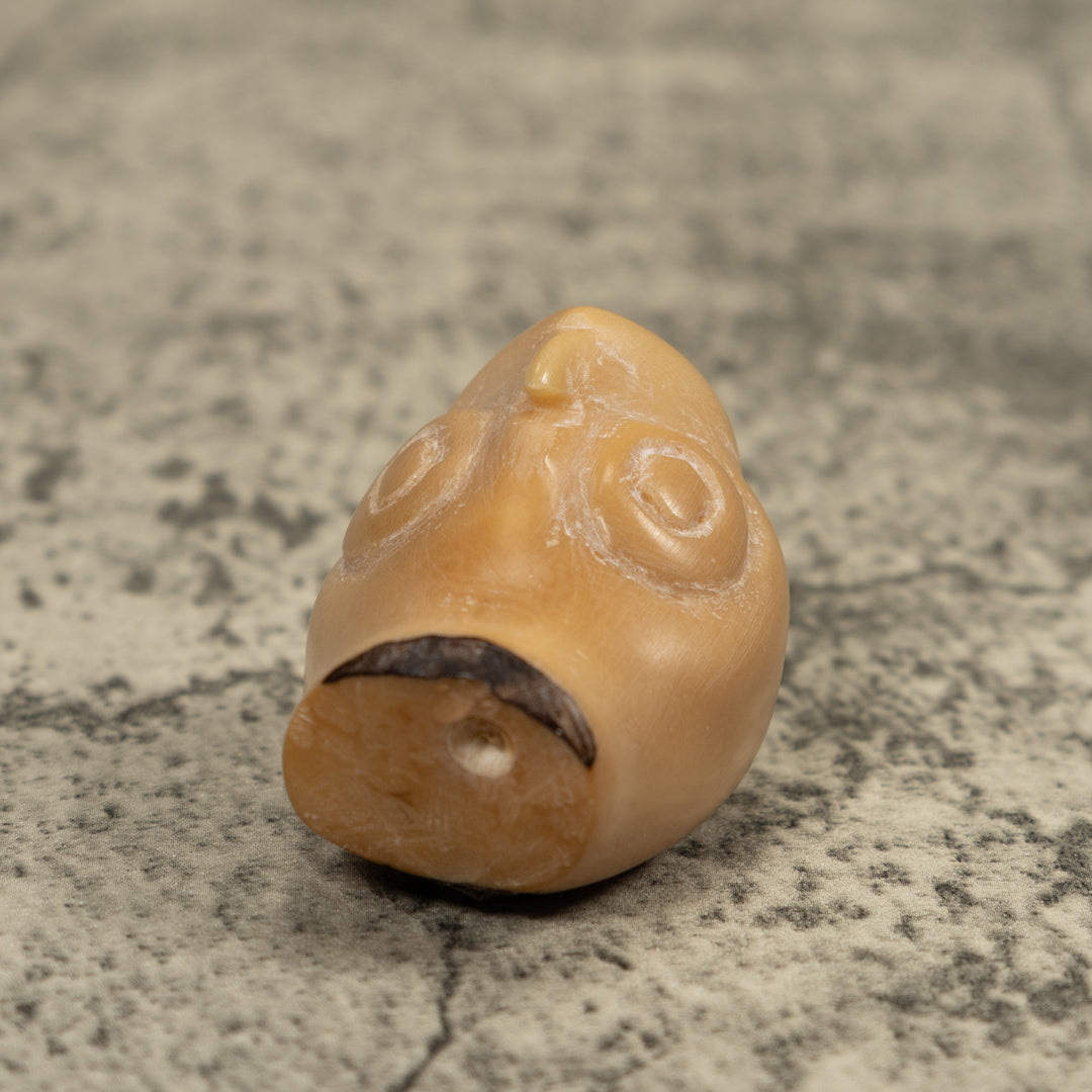 Vintage Natural White Owl Bird Tagua Carving