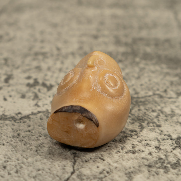 Vintage Natural White Owl Bird Tagua Carving