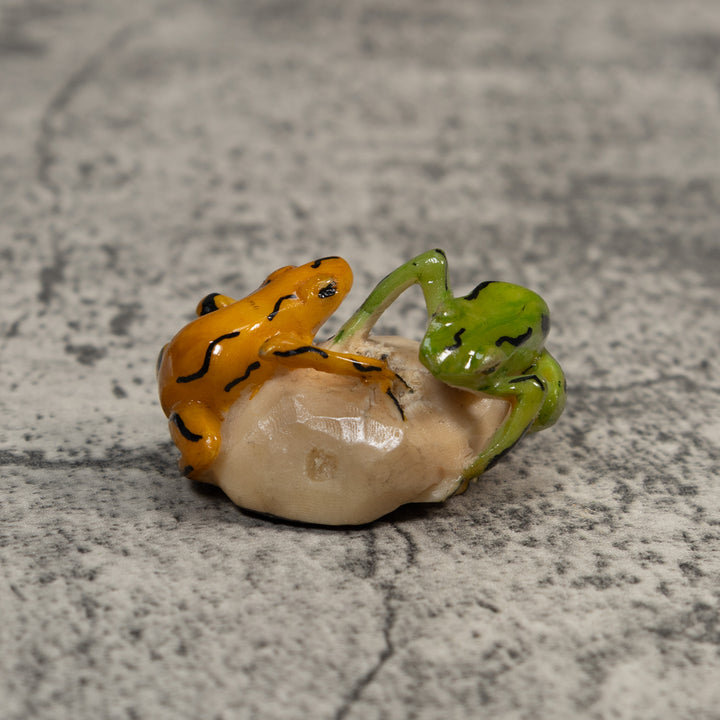 Gold And Green Double Poison Dart Frog Tagua Carving