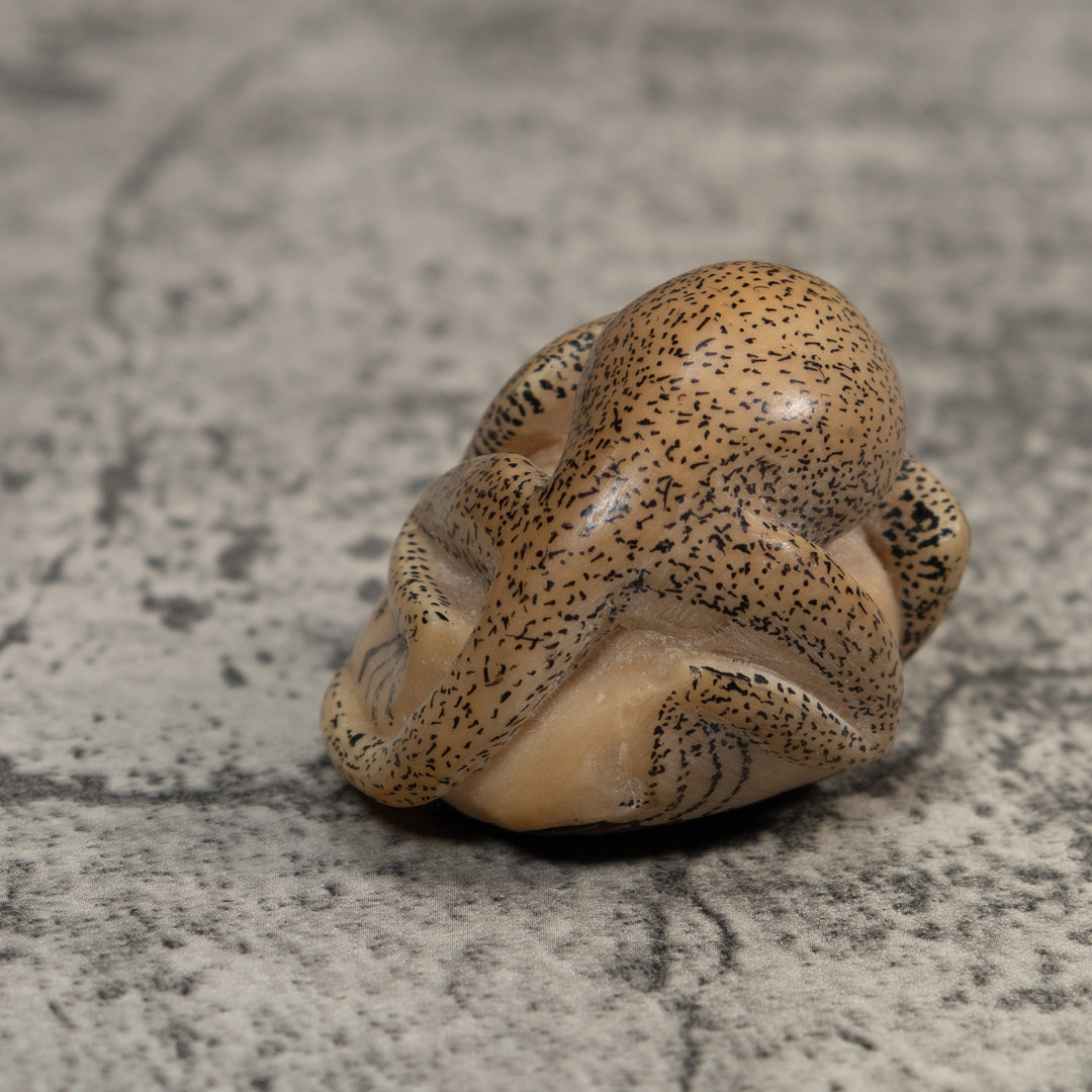 Vintage Black And White Monkey Tagua Carving