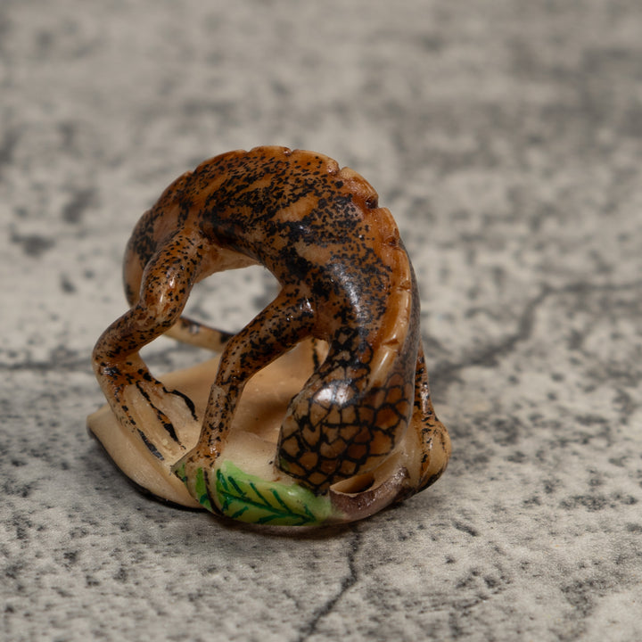 Vintage Black And Brown Iguana Lizard Tagua Carving