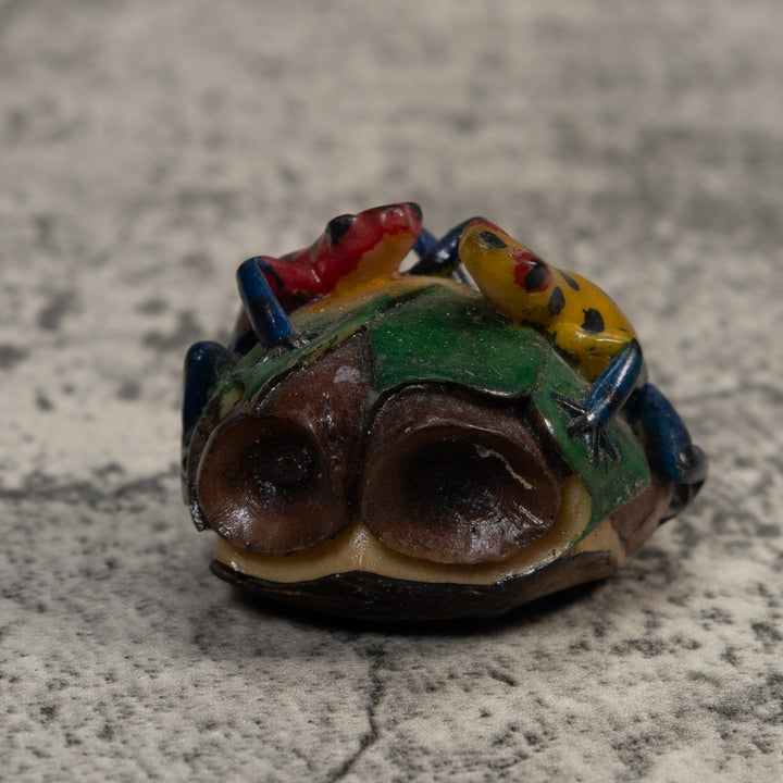Double Blue Red And Yellow Poison Dart Frog Tagua Carving