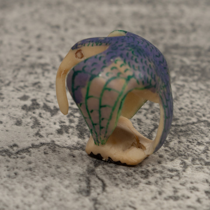 Vintage Blue And Green Hummingbird Tagua Carving