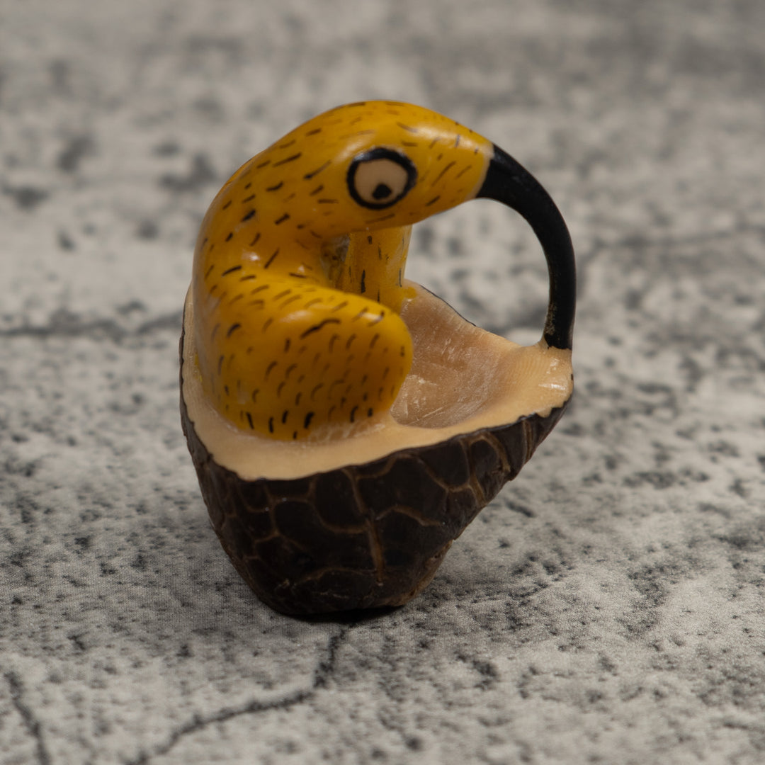 Vintage Black And Yellow Hummingbird Tagua Carving
