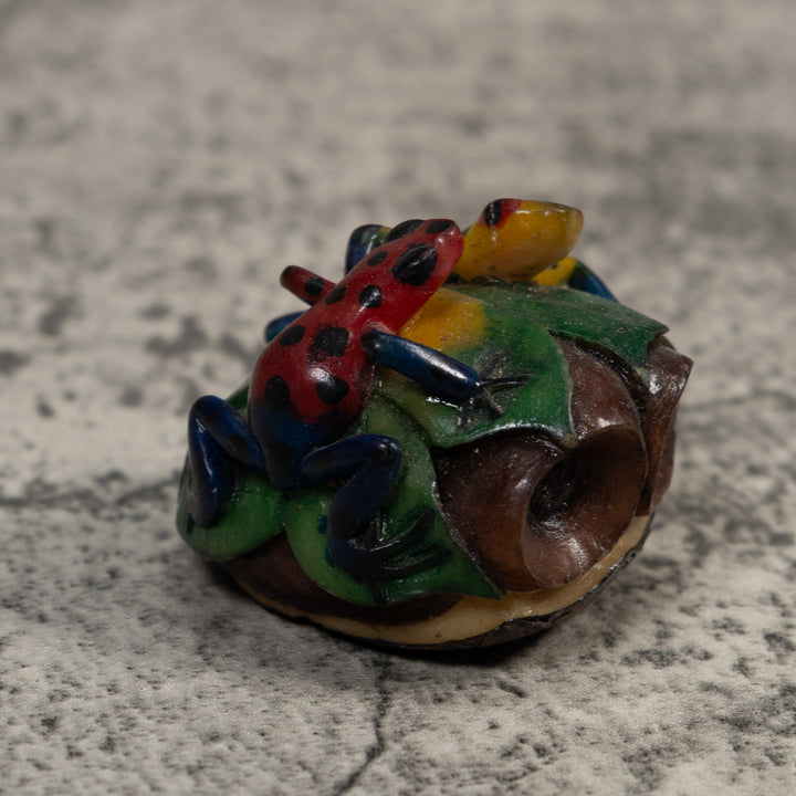 Double Blue Red And Yellow Poison Dart Frog Tagua Carving