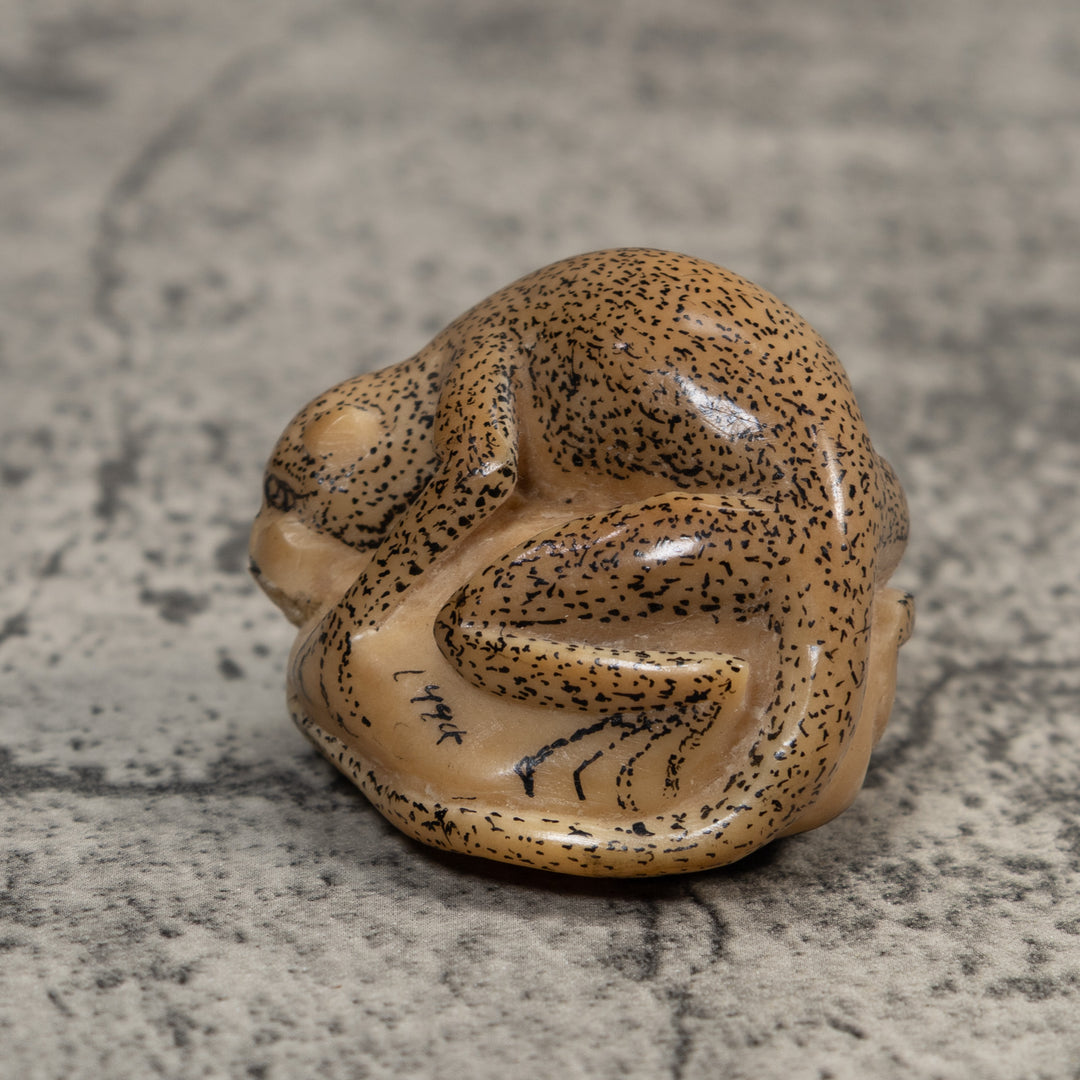 Vintage Black And White Monkey Tagua Carving