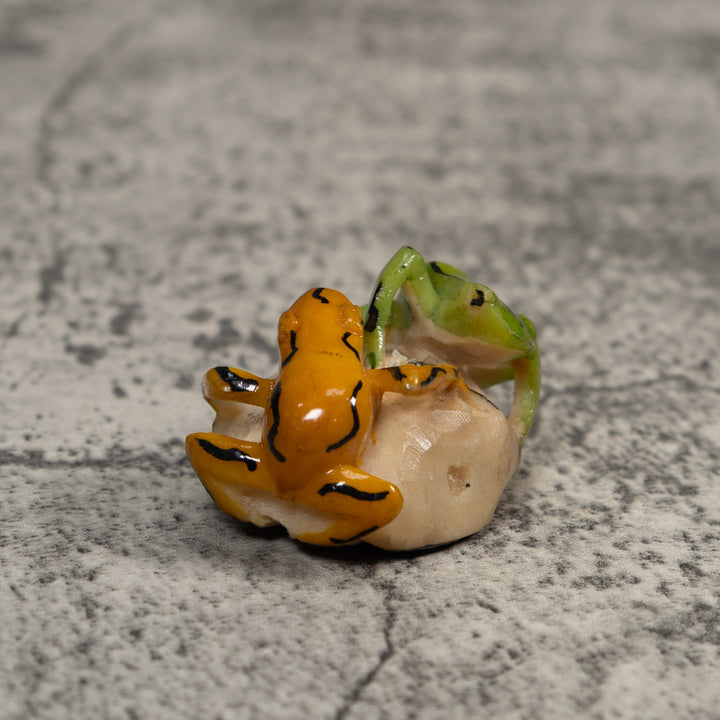 Gold And Green Double Poison Dart Frog Tagua Carving