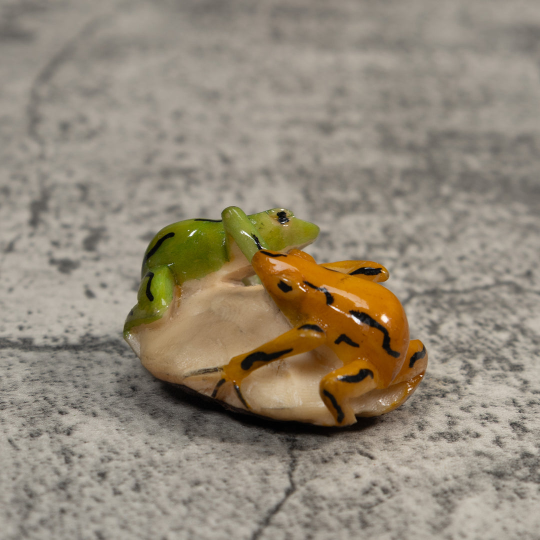 Gold And Green Double Poison Dart Frog Tagua Carving