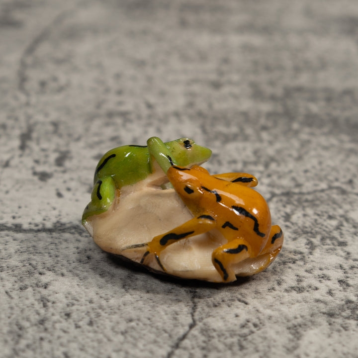 Gold And Green Double Poison Dart Frog Tagua Carving
