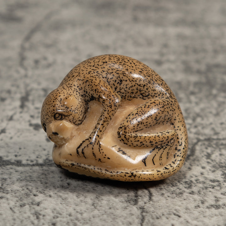 Vintage Black And White Monkey Tagua Carving