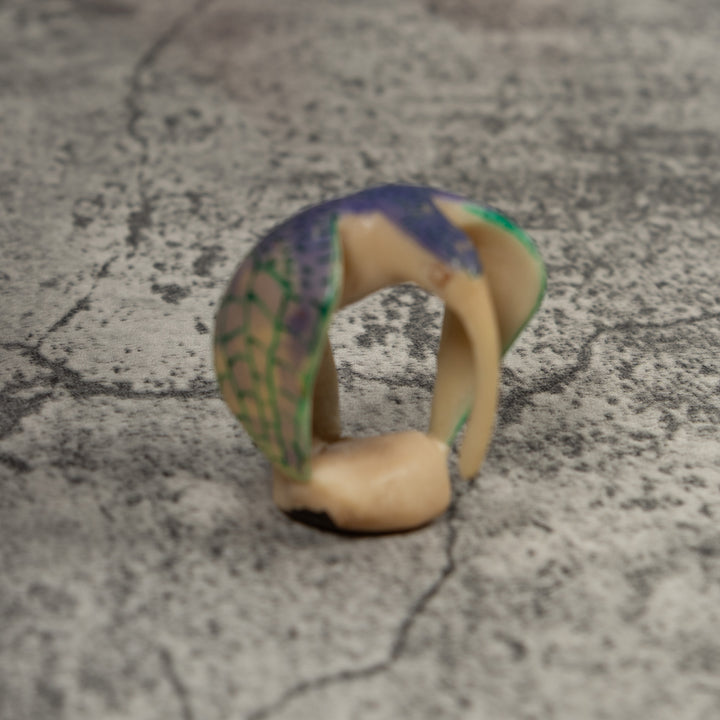 Vintage Blue And Green Hummingbird Tagua Carving