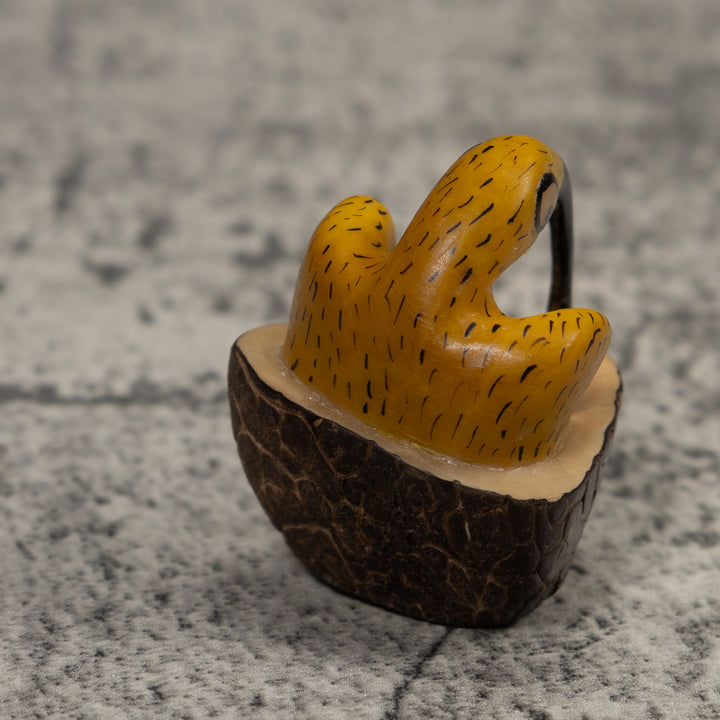 Vintage Black And Yellow Hummingbird Tagua Carving