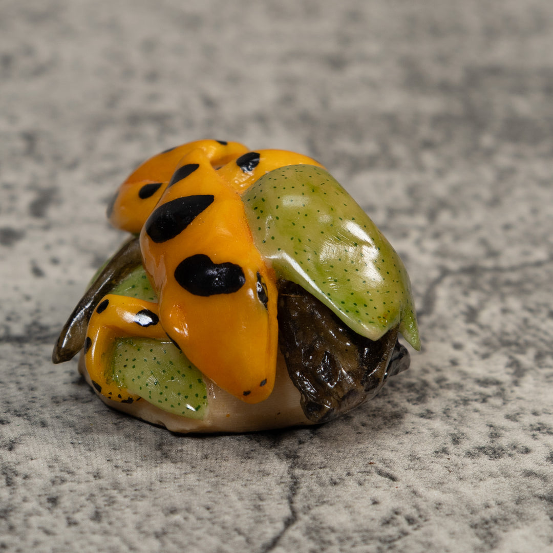 Gold Black And Green Poison Dart Frog Tagua Carving