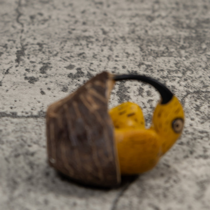 Vintage Black And Yellow Hummingbird Tagua Carving